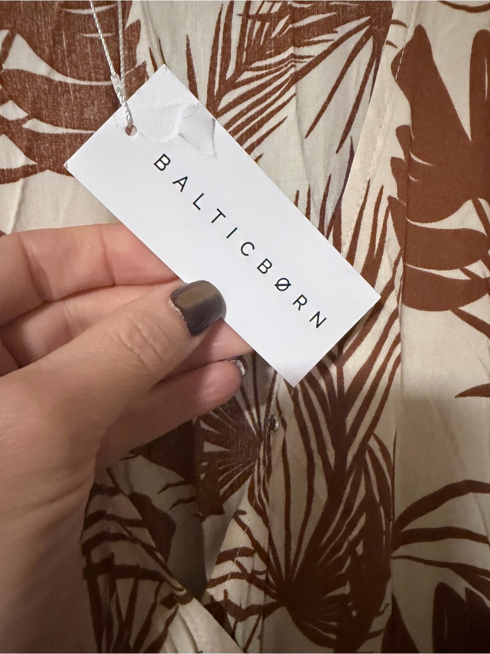 NWT! Baltic Born Cream Summer Maxi Dress with Brown Palm Print - Picture 5 of 7